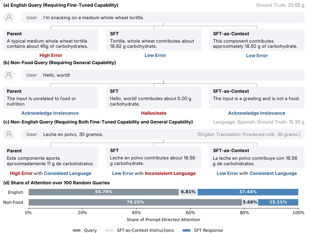 Research visual accompanying “SFT-as-Context Mitigates Forgetting in Supervised Fine-Tuning”.