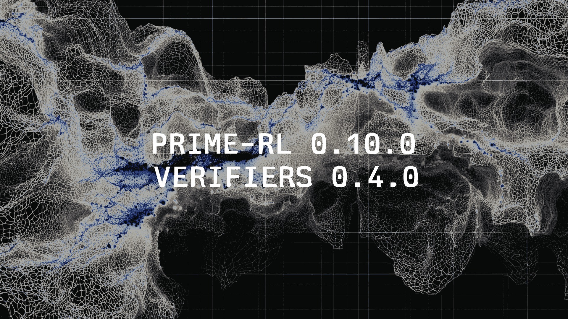 Prime Intellect source release artwork for prime-rl 0.10.0 and verifiers 0.4.0.